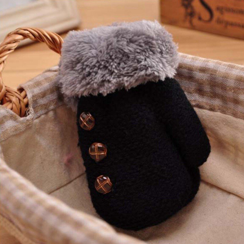 2-5Y Bambini Ragazzi Guanti Ispessimento Inverno Del Bambino Delle Ragazze Dei Ragazzi Caldi Guanti Per Bambini Pesante Guanto di Lavoro A Maglia Button Solid Mittens Nuovo: B
