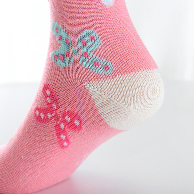 5 paare/los Frühling Herbst Mädchen Socken Baumwolle Schmetterling Candy Farbe Socken Für Mädchen 3- 12 Jahre Kinder socken