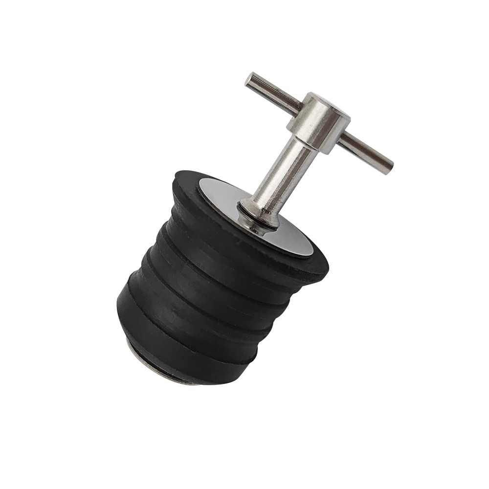 Tapón de drenaje para barco con mango en T, mango de latón/acero inoxidable, tapones de goma marinos giratorios, de sello fácil de instalar