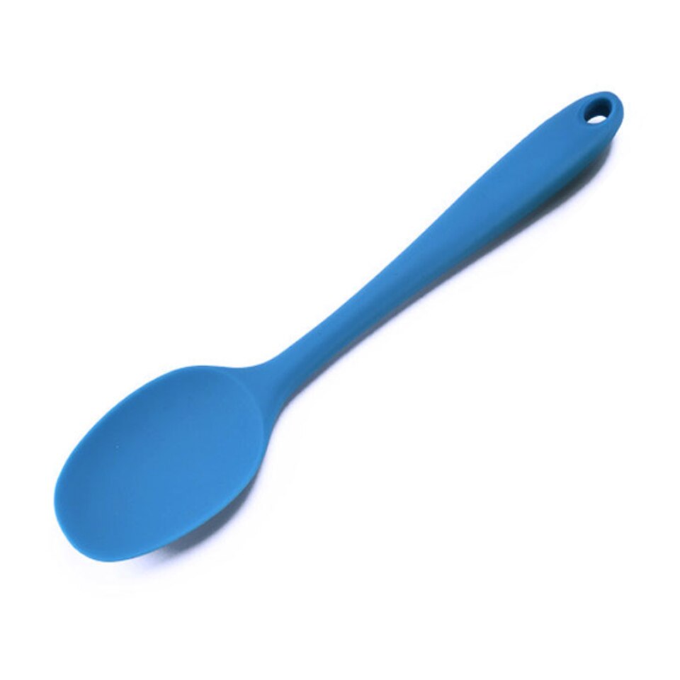 Silikoneske 28cm alt-i-én bageværktøj øse til at beskytte non-stick grydesuppeskalskraber køkkenredskaber: Blå