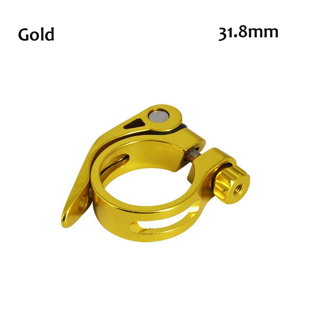 Alloy Mountain MTB BMX Road Bike Quick Release Aluminium Bicycle Seatpost Clamps Bike Seat Clamp: Gold-31.8mm