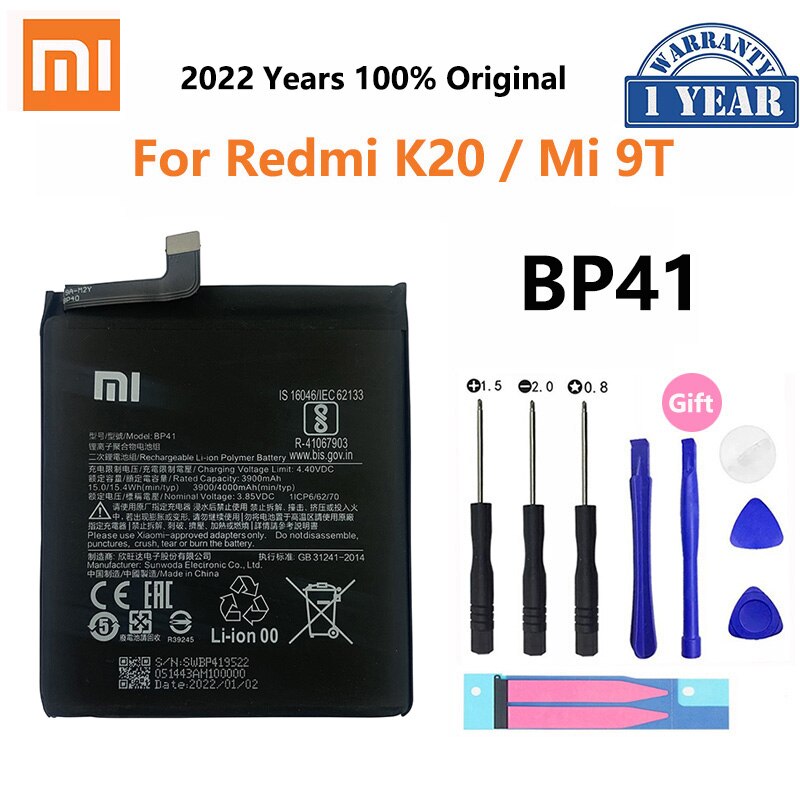Xiao Mi 100% Original Battery BP41 BP40 For Xiaomi Redmi K20 Mi 9T Pro Mi9T K20Pro 4000mAh High Capacity Phone Batteria Akku: BP41 Redmi K20 Mi 9T
