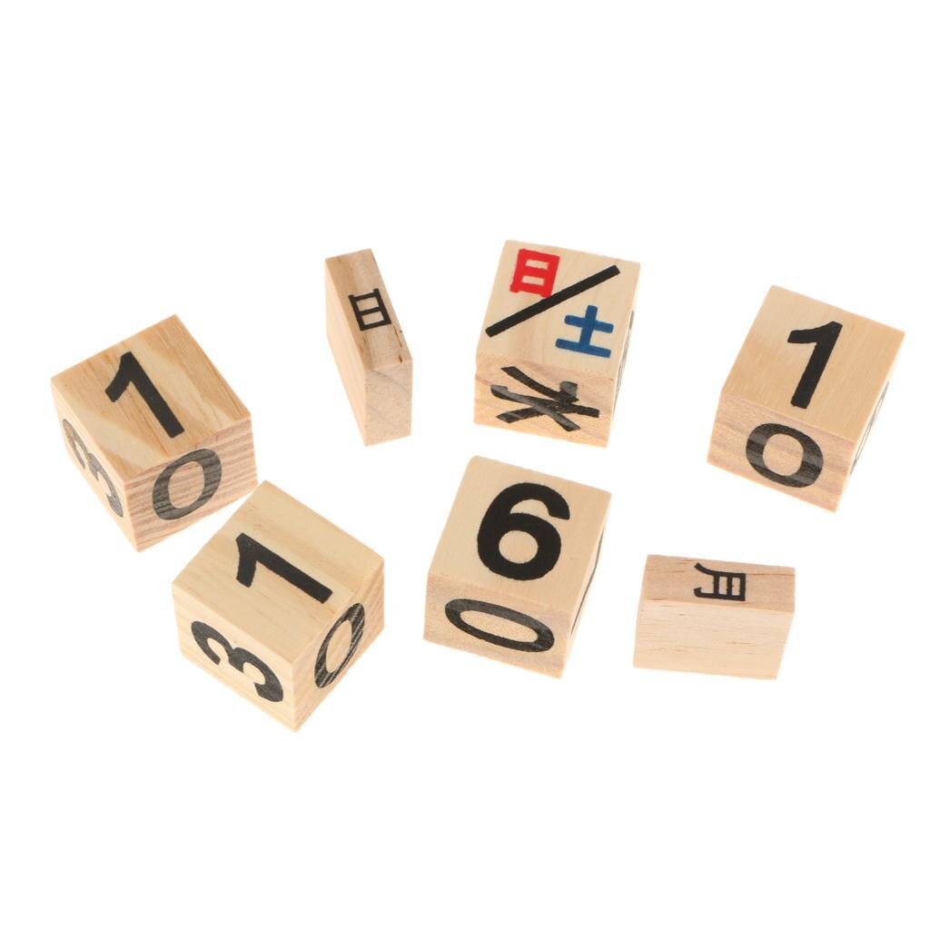 Rustic Freestanding Wooden Blocks Wood Calendar With Wood Stand