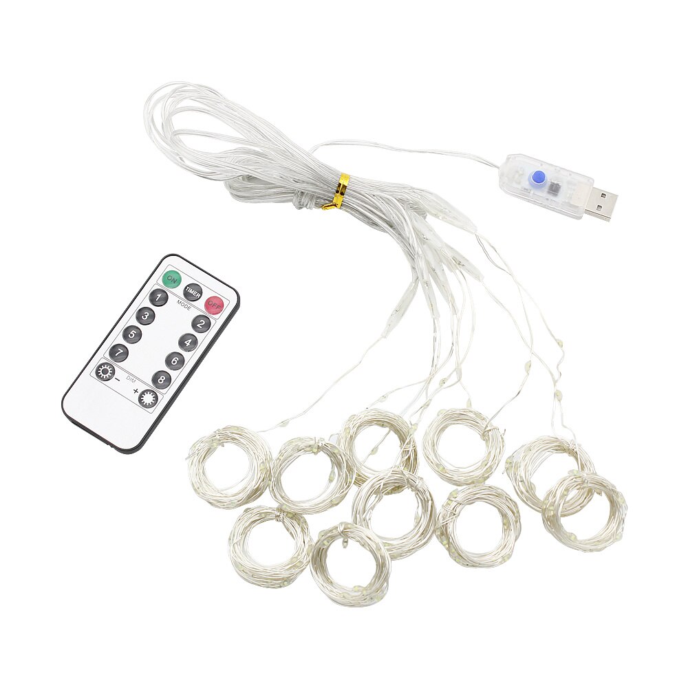 Jul 8 modes led fe lys krans 5v usb gardin lys med fjernbetjening til soveværelse vindue dekoration