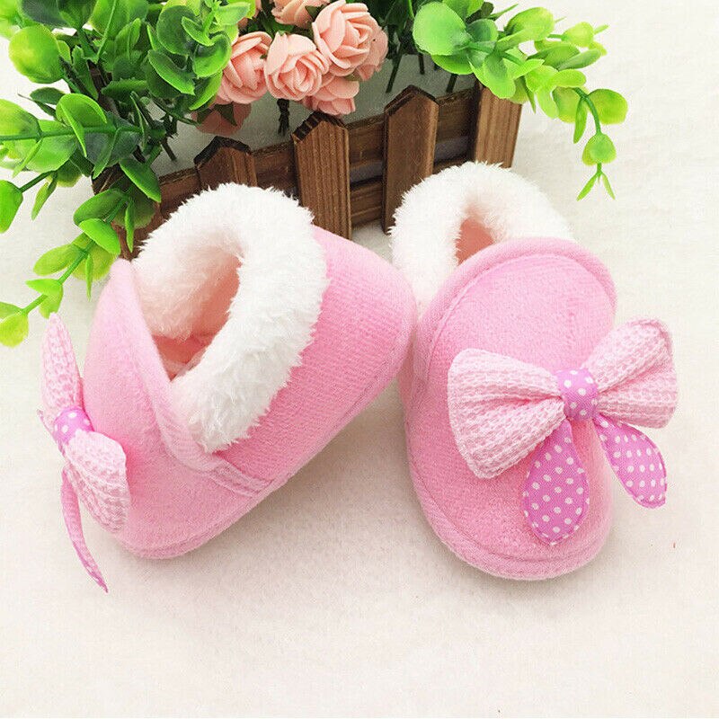 pudcoco Newborn Infant Baby Girls Boys Shoes Bow-knot Fur Ankle Length Winter Warm Snow Boots 0-18M Years