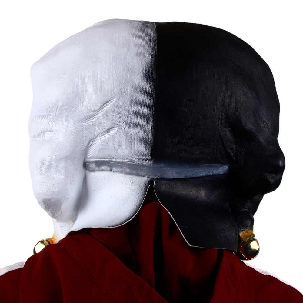 Scary Clown Mask Halloween Latex Two-Headed Black And White Evil Clown Horror Fancy Dress Accessory