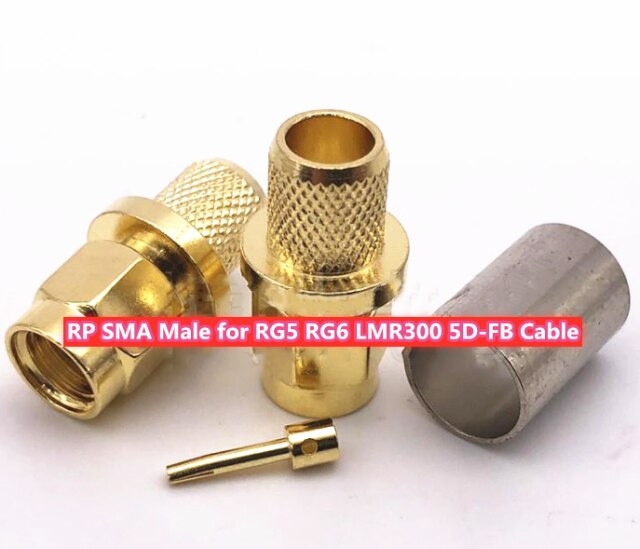 5pcs Adapter RPSMA/SMA Male plug Crimp For RG58 /RG6/RG8 Cable RF Coaxial Connectors High Quanlity: RPSMA Male-RG6