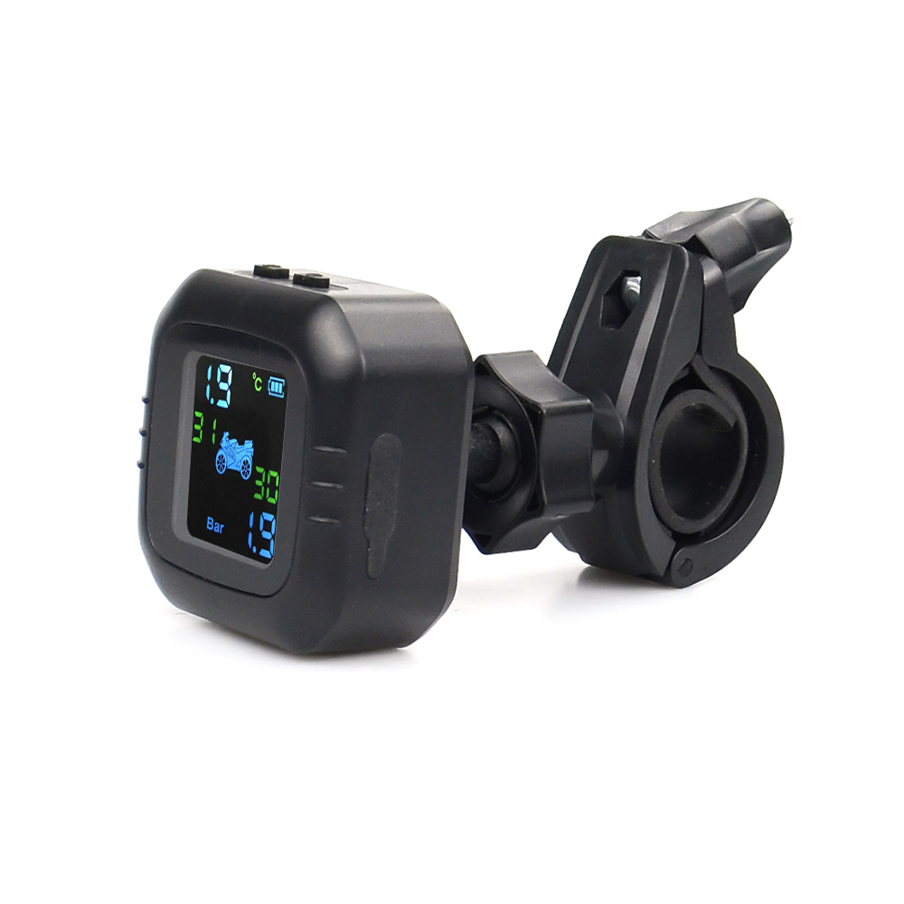 Solar Wireless Motorcycle LCD Tire Pressure Monitoring System TPMS 2 External Sensor Realtime Monitor Abnormal Alarm Moto Tyre
