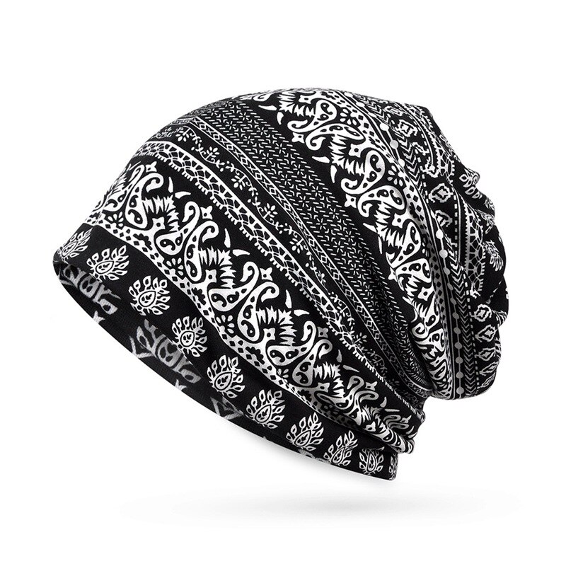 Women Beanies Cap Scarf Printed Sunshade Breathable Elastic Cotton Hat Neck Warmer Headwear Recommend