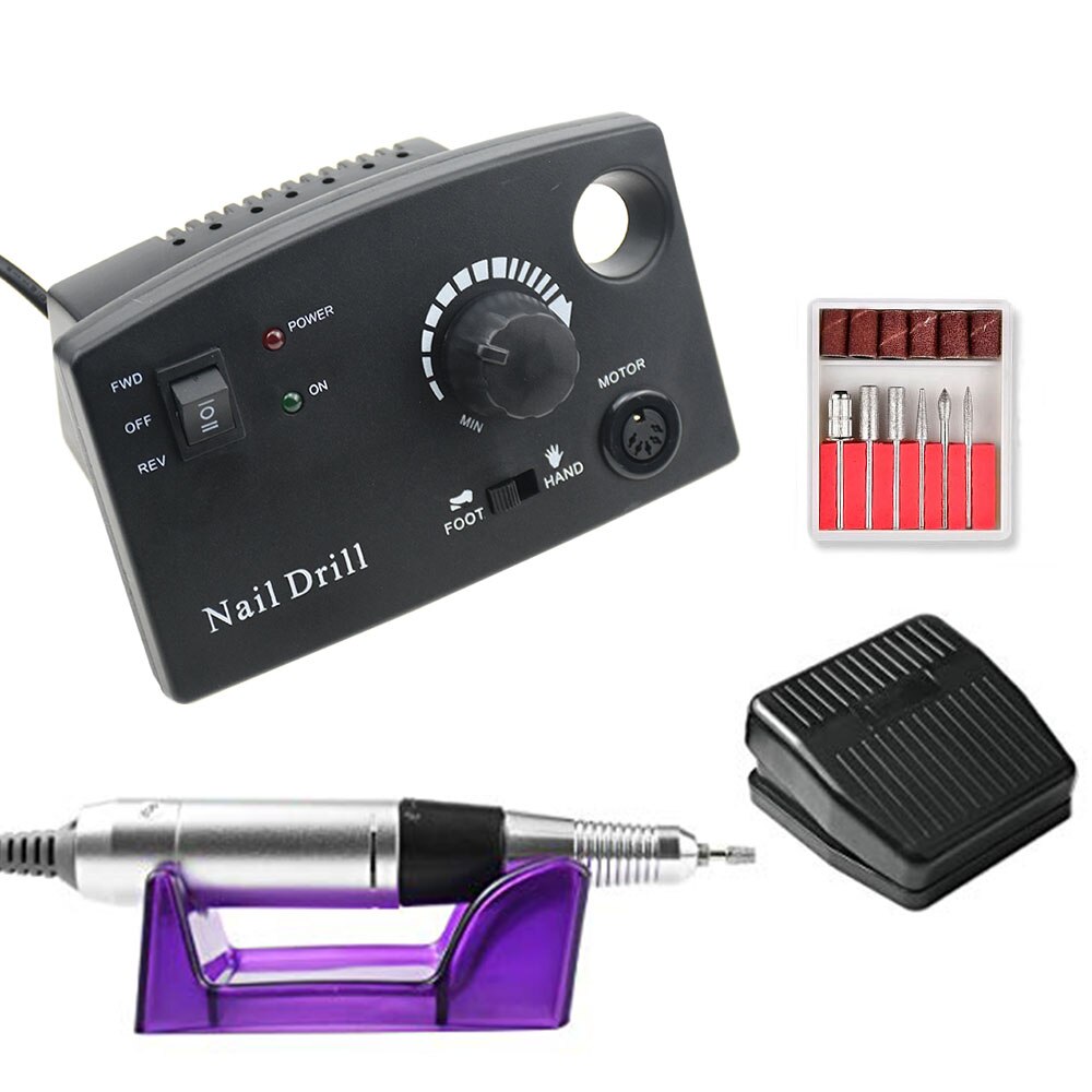 Negleboremaskine 35000 rpm manicure maskine elektrisk neglebore nail art udstyr med cutter negle bore pen maskine negleværktøj: 35000 rpm sort