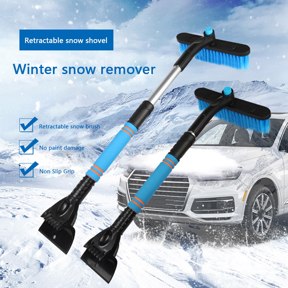 28 inch 2 in 1 Multi-function Extendable Car Auto SUV Truck Snow Brush Ice Scraper with Foam Grip for Deicing Snow Removal Tool