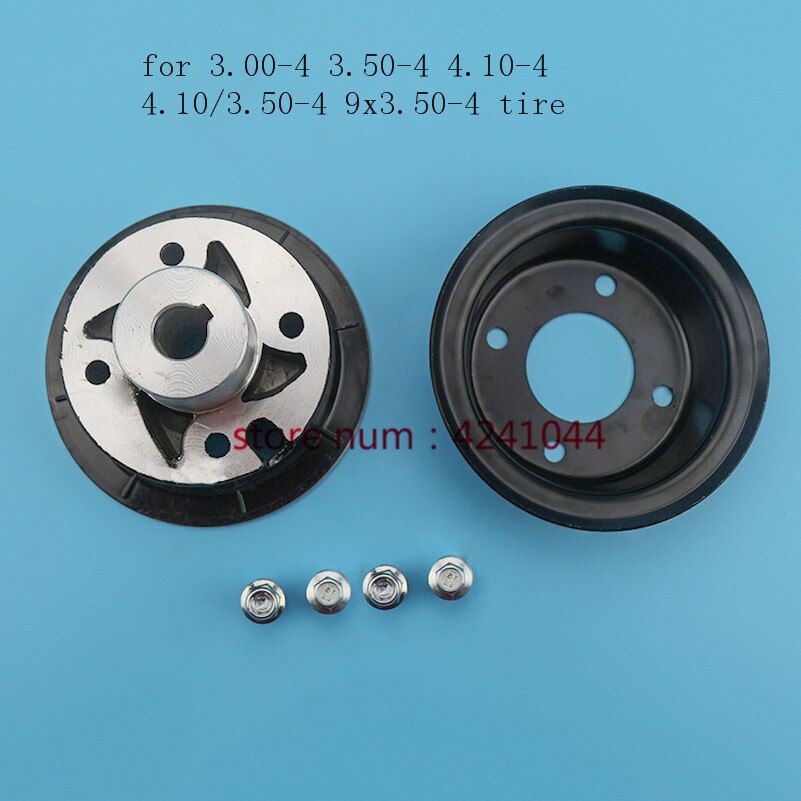 4 tommer aluminiumsfælge fælge nøgle nav 17mm or 19mm indre hul til 3.00-4 3.50-4 4.10-4 4.10/3.50-4 9 x 3.50-4 dæk dæk