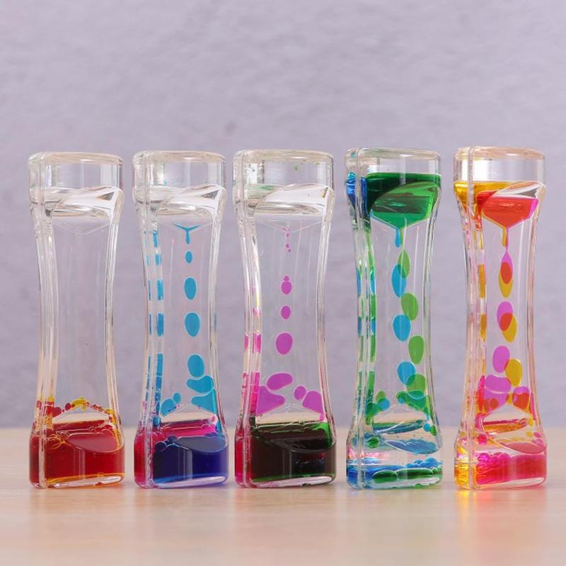 Reloj de arena G2U2 para personas con autismo, juguete sensorial visual, líquido temporizador de vidrio especial flotante, necesita movimiento Visual y aceite