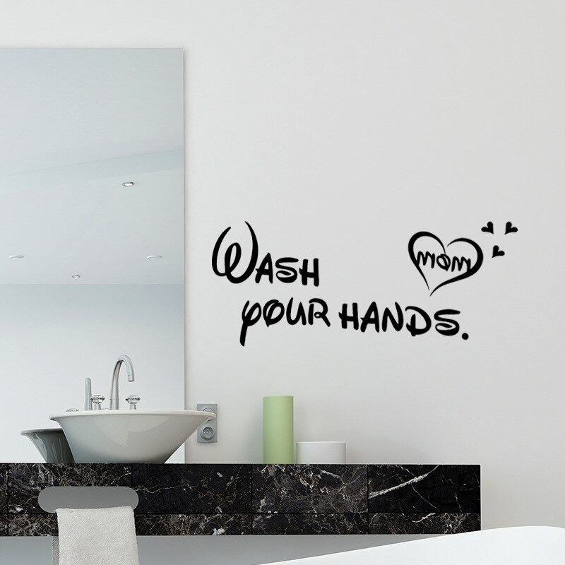wash your hands Wall Sticker for bathroom Health home decoration Mural Art font Decals wallpaper Hand basin stickers
