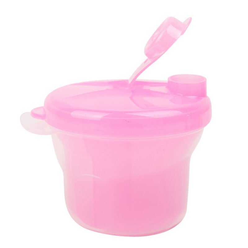 Baby fodring opbevaringsboks toddler mad beholder mælkepulver formel dispenser 3 lag roterende mælkepulver tank boks: Lyserød