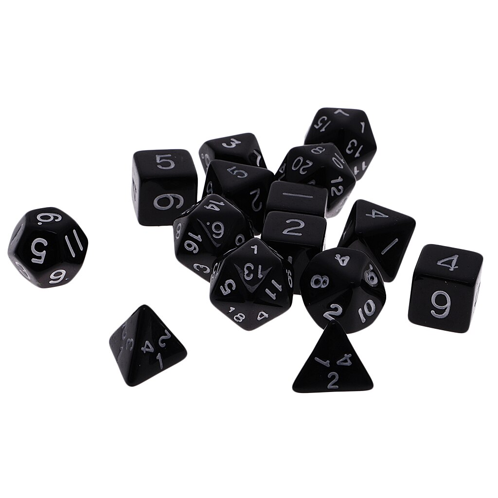 Acrylic Multi Sided Dice Games D&D RPG Game Board Game Party w/ Bag Black