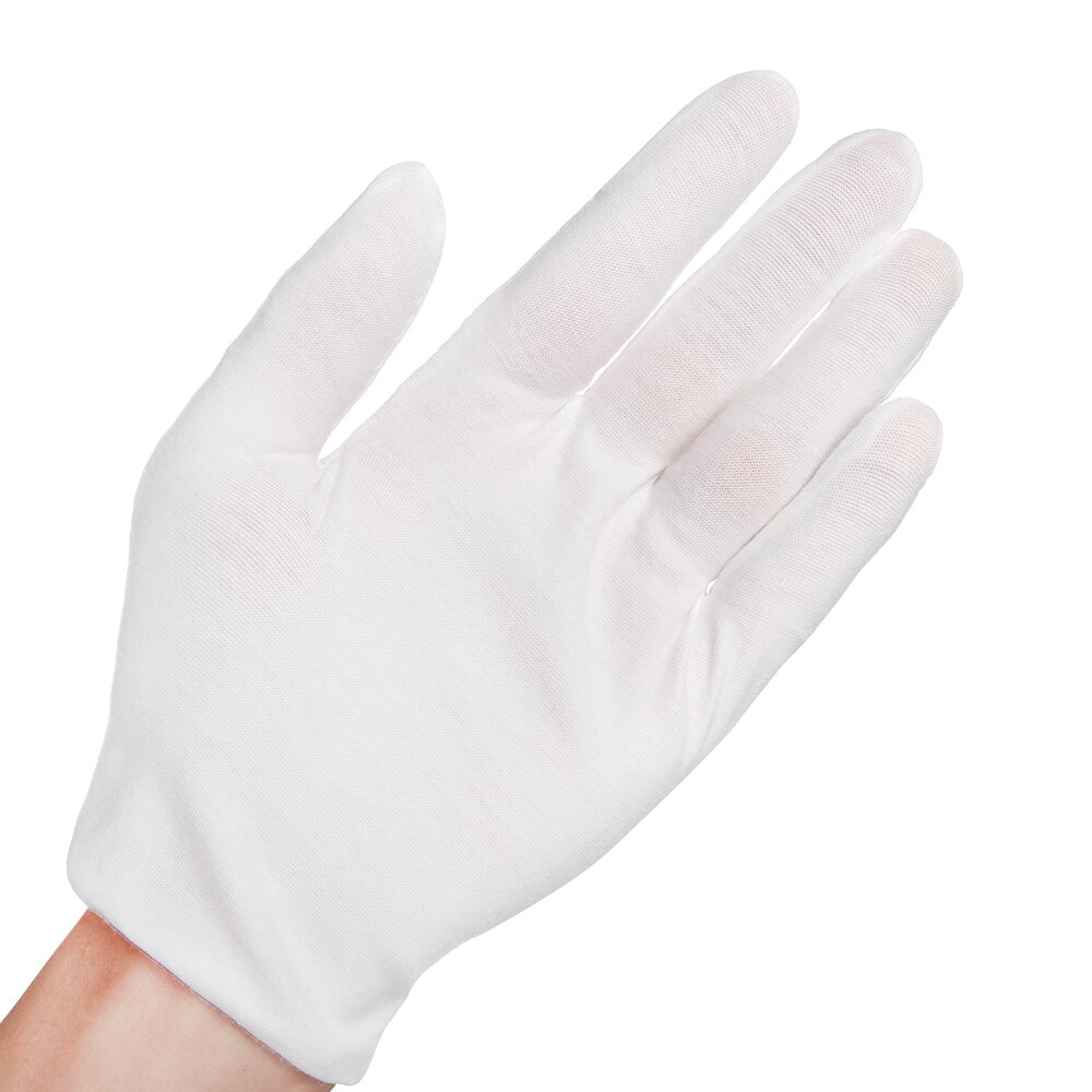 Guantes de protección de trabajo blancos, guantes finos de algodón, medianos y gruesos, para joyería, reconocimiento de joyas, suministros de limpieza de jardín, , 1 par: White thick