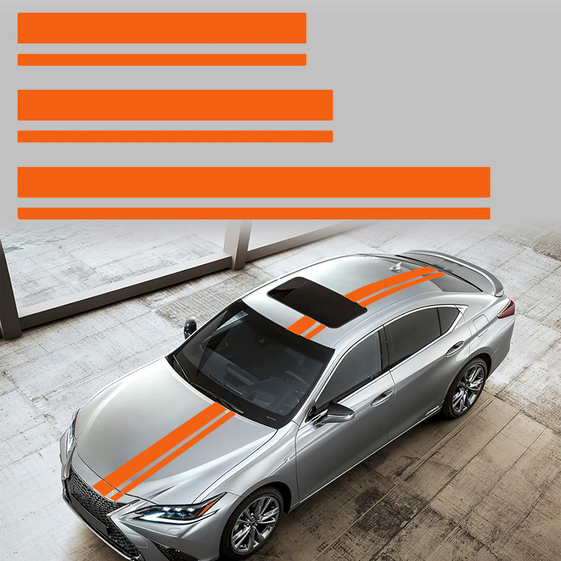3pcs Car Body Long Stripe Sticker Car Hood Roof Tailgate Decorative Sticker Diy Car Body Sticker Suitable For All Cars: Orange