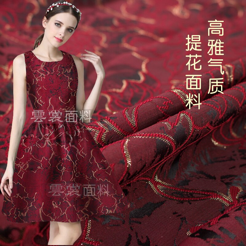 148cm gold brocade fabric dress suit jacket clothing jacquard brocade fabric Italian brand brocade satin fabric