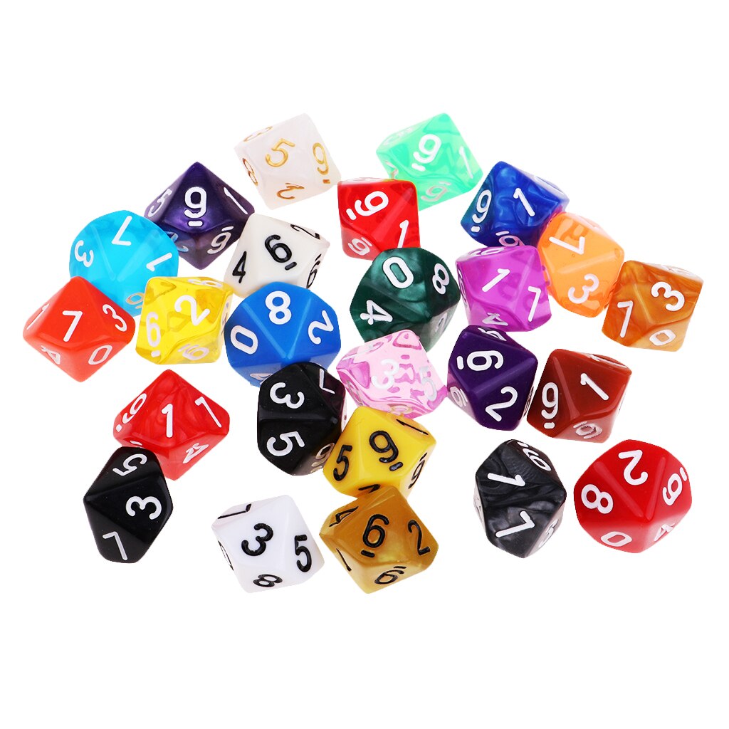 25x Acryl Polyhedral Würfel D10 TRPG Spielzeug für Tisch Spiel