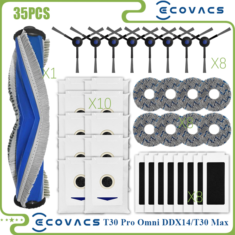 per Ecovacs Deebot T30 pro OMNI / T30 Max / T30 / DDX14 Aspirapolvere Spazzola laterale principale Filtro HEPA Mocio Panno Parti di ricambio: giallo