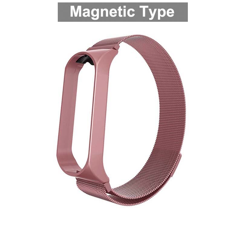 Correa de Metal magnética para Xiaomi Mi Band 4 y 3, repuesto de pulsera de acero inoxidable sin tornillo: Rose Magnet Type