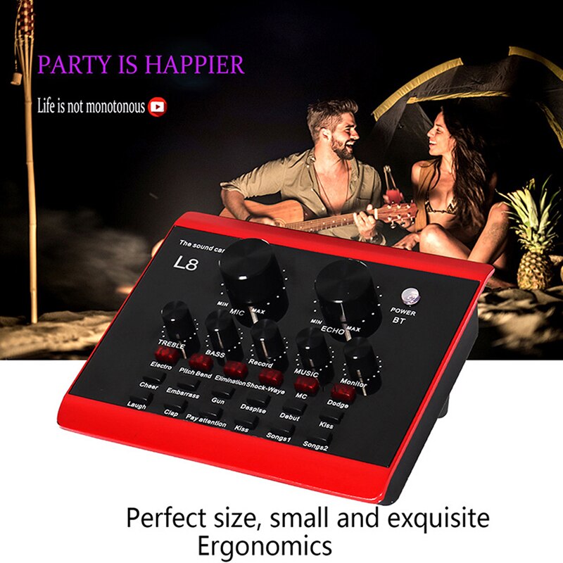L8 Portable Sound Card 12 Kinds Sound Effect Live Broadcast Sound Card Set For Mobile Phone Computer Game Portable Audio