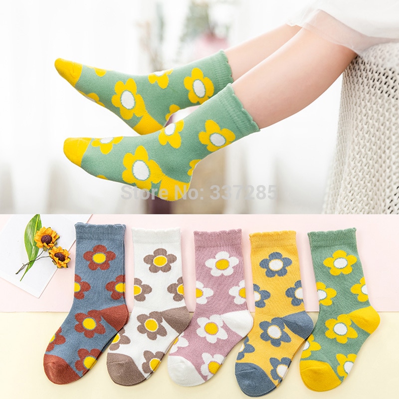 Girls child cotton socks Yan Yafeng pretty flowers cute princess high socks for baby kids autumn colorful children girls sock