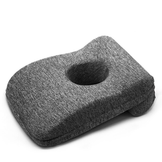 Memory Foam Nap Pillow Office Noon Sleeping Pillow School Table Desk Pillow Breathable With Hole for Face Down Sleeper HM005: Cationic Grey