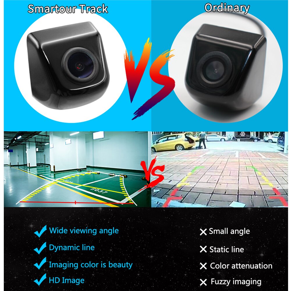 Smartour Intelligent Universal Vehicle Backup Camera Car Rear View Reverse Trajectory Camera with Dynamic Guide Line Metal Shell