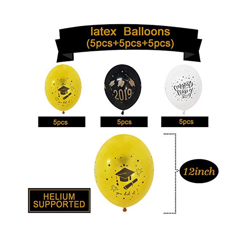 Golden foil balloons graduation party decorations 33-piece package Includes 40-inch balloons numbers balloons