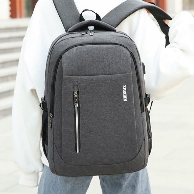 Rygsæk mænd skole rygsæk stor rejsecomputer bærbar rygsæk mochilas taske skolestudie bogtaske til teenager: Mørkegrå