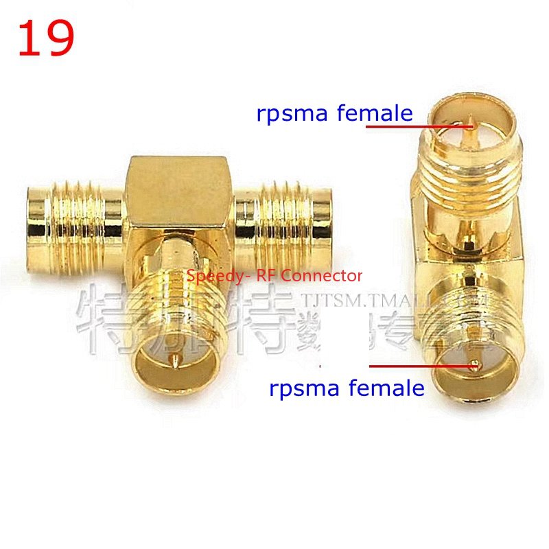 2 pçs/lote sma para sma macho fêmea conector reto 90 graus ângulo direito tipo t 3way divisor rpsma para RP-SMA adaptador macho rf: Rosa