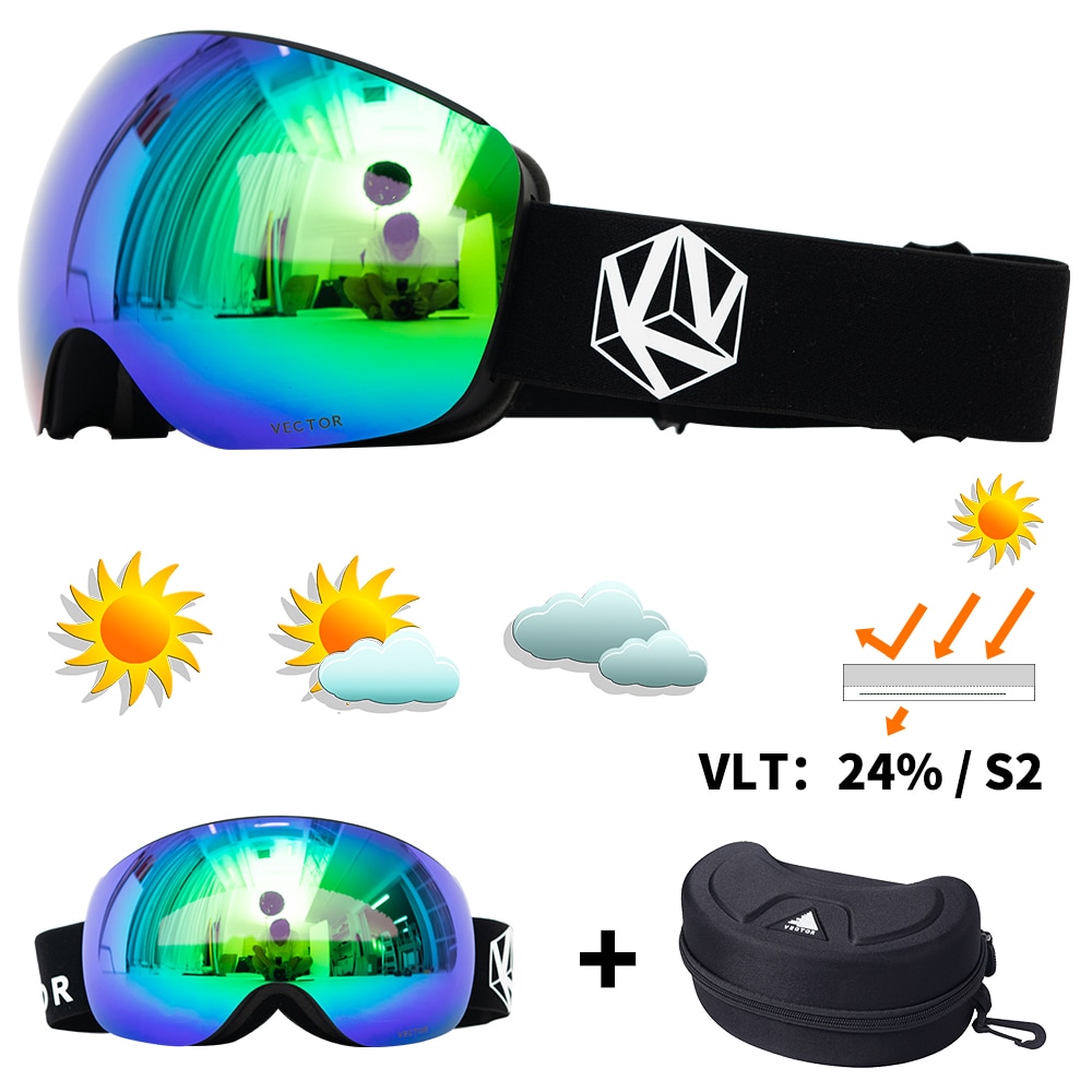 OTG Sci Snowboard A Specchio Magnetico Occhiali Degli Uomini Delle Donne Occhiali Da Sci Maschera UV 400 scarponi da neve Occhiali di Protezione Per Gli Adulti A Doppia Sferica: Color 4 n Case