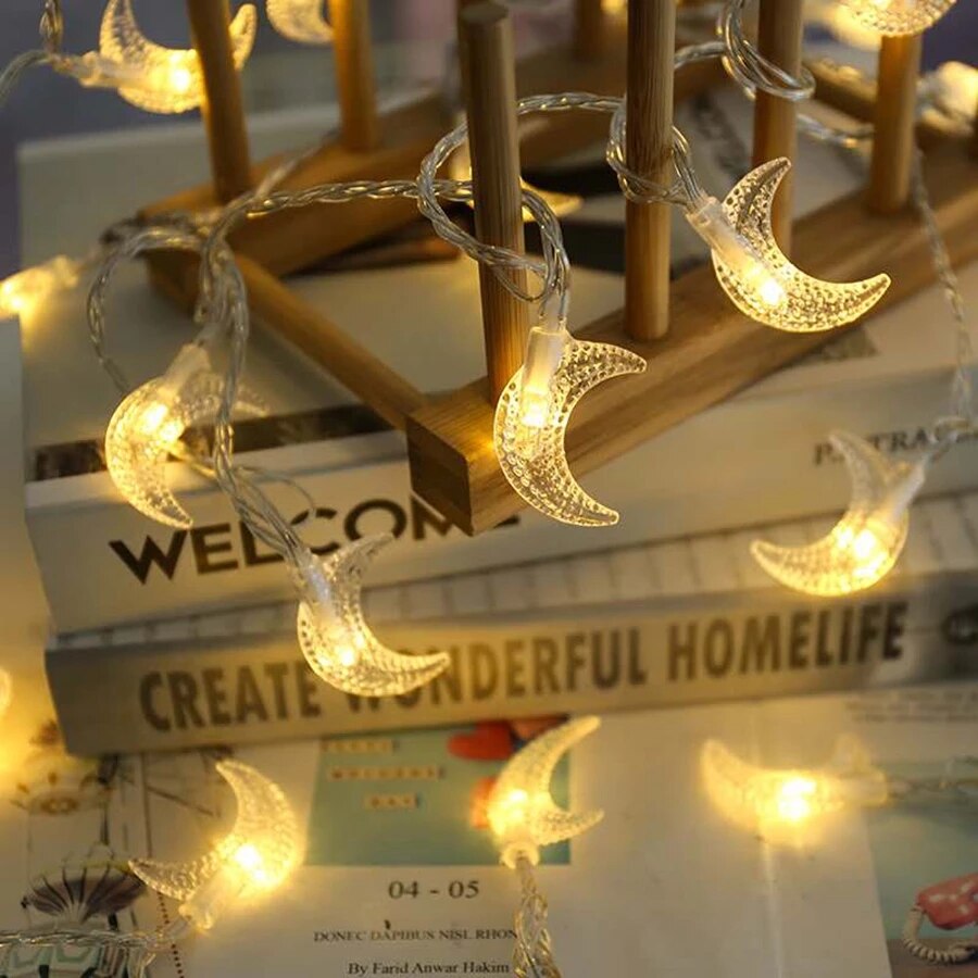 3m 20 LED Schnur Licht Girlande Stern Mond Gebühr Lichter Ramadan Dekorationen für Heimat Hochzeit Lichter für Zimmer vorhang Dekor: Mond- warm Weiß
