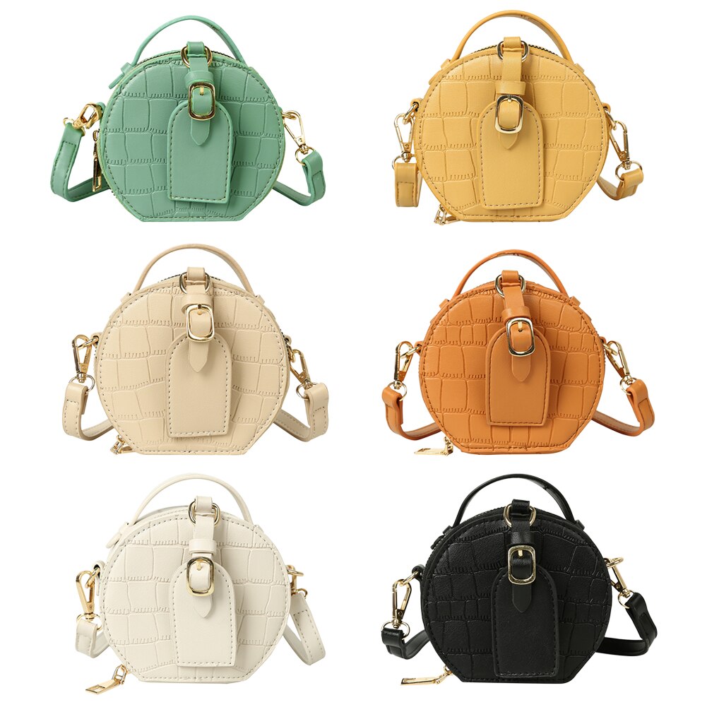Frauen Kleine Runde Schulter Mini Handtaschen Jahrgang PU Leder Plissee Crossbody Totes Tasche modisch Rund Bote Taschen