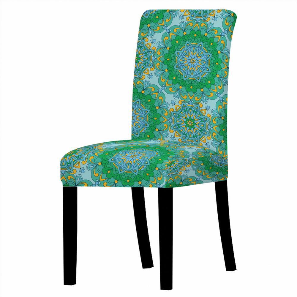 Housse de chaise élastique en élasthanne avec motif mandala et fleurs, housse de protection pour chaise à dossier haut, pour restaurant, fête de mariage, décoration de salle à manger: Style 9