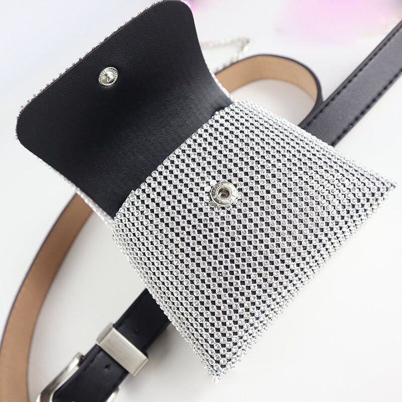 Luxe heuptasje met strass steentjes voor dames, heuptasje voor bruiloften, feestjes, mini-reistasje voor op de borst, heuptasje voor meisjes