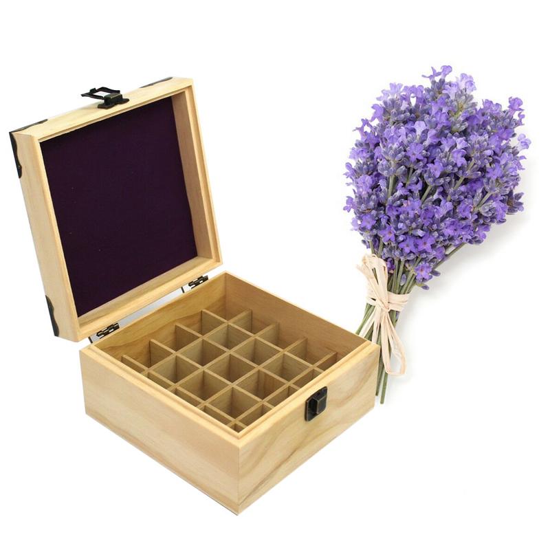 25 Slot Essential Oil Bottle Wooden Storage Box Wood Aromatherapy Organizer Classical Carving Process Essential Oil Storage Box
