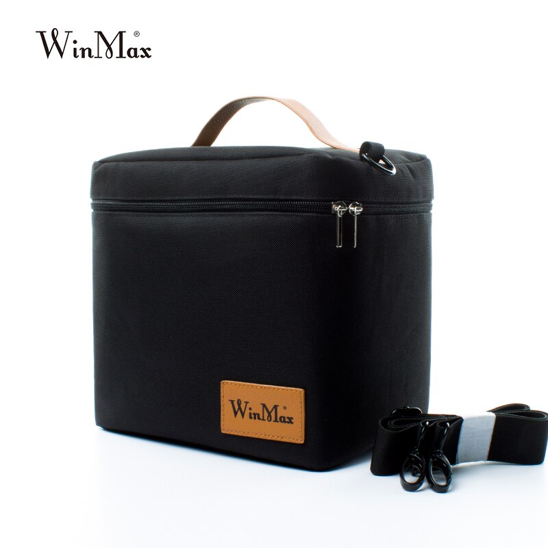 Winmax-sacs de déjeuner, noir thermiquement isolés, sortie d'usine, ensembles de boîtes de déjeuner quotidiens, aliments portables, garder un grand conteneur, sacs isothermes pour pique-nique