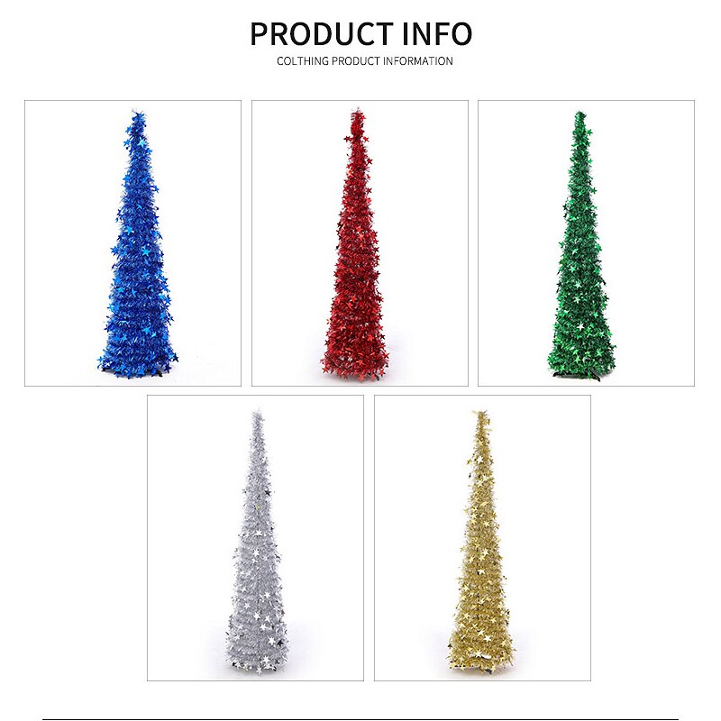 1.2m kunstige juletræer, der kan trækkes tilbage sammenfoldelige farver, juletræspynt til jul, skinner ikke festdekoration
