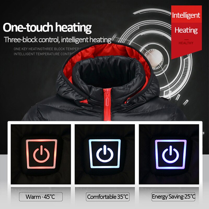 PARATAGO-Chaqueta cálida para mujer, ropa de invierno con calefacción USB, abrigos impermeables con cremallera, calor, para acampar, senderismo, esquí, P9205