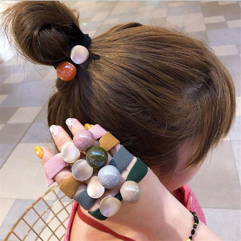 Serre-cheveux en boule élastique | En acrylique, pour femmes, chouchies colorées, élastique, lapin, corde en caoutchouc, accessoires pour dames
