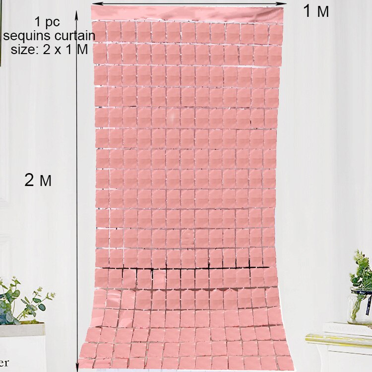Telón de fondo para , cortina de lentejuelas de aluminio, decoración de pared de , purpurina de lentejuelas, decoración de fondo de cumpleaños y boda: rose gold