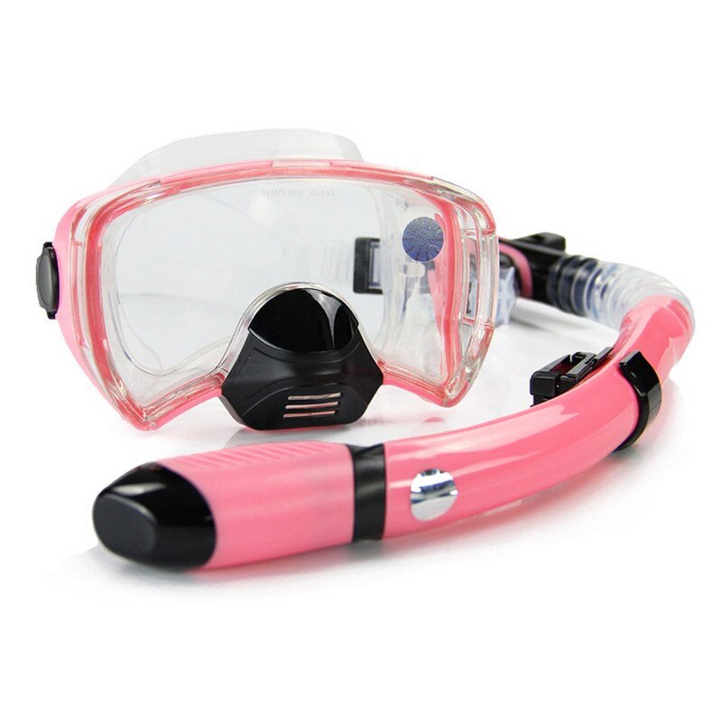 Diving Mask Diving Fins Snorkeling Tube Set Men Women Shoes Swim Glasses Adult Long Flippers Sports Equipment: Pink