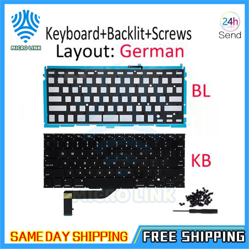 Voor Macbook Pro Retina 15 "A1398 Deutsch Qwertz Toetsenbord Duits De Duitsland Keyboard W/Backlight Backlit Jaar