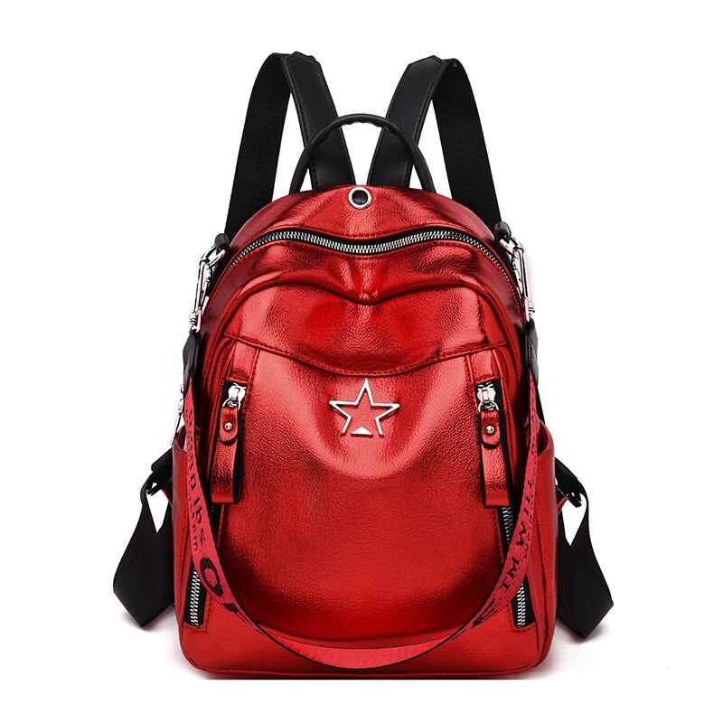 Vrouwen Lederen Rugzakken Schooltassen Voor Meisjes Vrouwelijke Vintage Rugzak Reizen Schoudertas Mochilas Feminina: Red