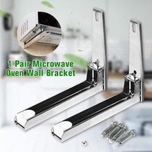 2x Stainless Steel Foldable Microwave Oven Shelf Rack Support Frame Stretch Adjustable Wall Mount Bracket Stand Kitchen Storage