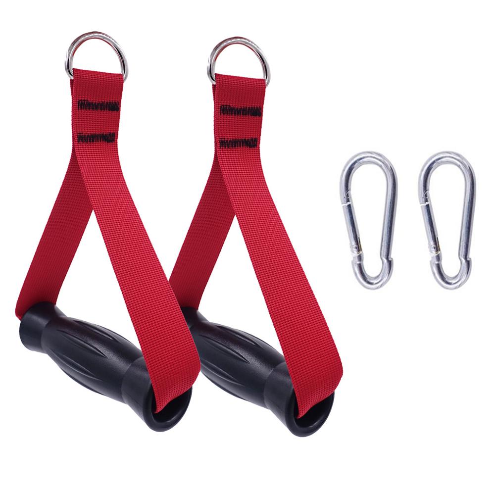 Adjustable Fitness Handles for Cable Machines Attachment Resistance Grips Strap Training Handle with D-ring Home Gym Accessories: Type-A Red