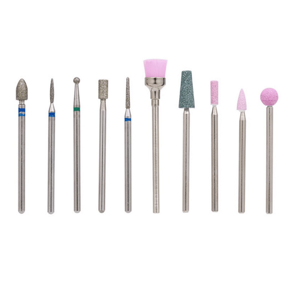 10Pcs Slijpen Nail Art Boor Bits Manicure Pedicure Polijsten Frezen Hoofd Kit Nagel Boren Manicure Machine Accessoires